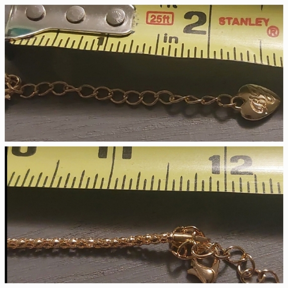 Betsey Johnson Gold Toned Blue Rhinestone Teddy Bear Red Heart Pendant Necklace - Picture 16 of 17